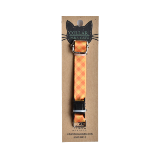 Collar Cuadros Naranja para gato