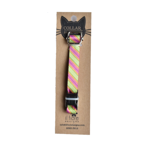 Collar Rayas Verde y Rosa para gato