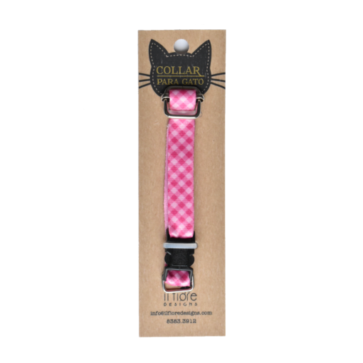 Collar Cuadros Rosa para gato