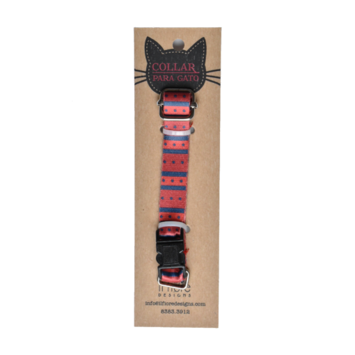 Collar Rojo y Rayas Azul para gato